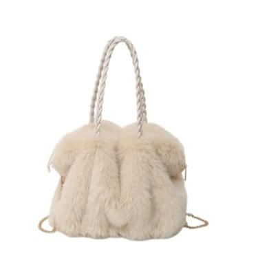 Imagem de Furry Purse Winter Fluffy Bag, Fashion Women Plush Shoulder Bag, Cute Styling Design, Large Capacity Everyday Tote Bag (White)