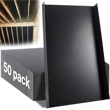 Imagem de Pacote com 50 24 defletores de isolamento de sótão, defletores de sótão de polietileno preto grande durável 61 cm com aberturas de viga de canal de ar de 5 cm melhoram a ventilação do telhado e evitam