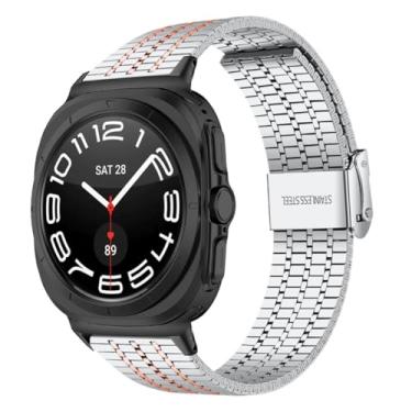Imagem de HSPTR Pulseira para Galaxy Watch Ultra de 47 mm Business de aço inoxidável Galaxy Watch Ultra 47 mm Correa Pulseira masculina e feminina (SRGB)