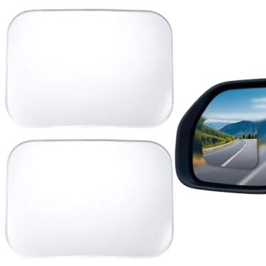 Imagem de CREATCABIN 2 peças de espelho retangular de ponto cego, espelhos retrovisores convexos, de vidro, arredondado, universal, sem moldura, ajustável, ângulo amplo de 360 graus, ponto cego lateral do carro
