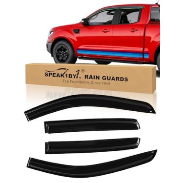 Imagem de Protetores de chuva de janela para Ford Ranger 2019-2023 Supercrew Cab Viseiras de janela fora do canal estilo fita defletor de vento lateral para acessórios Ranger 4 peças (para 19-23)