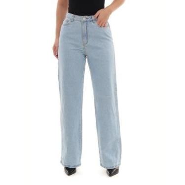 Imagem de CALÇA JEANS WIDE LEG FEMININA CINTURA ALTA BÁSICA 100% ALGODÃO 29000 40 VINTAGE UNICA-Feminino