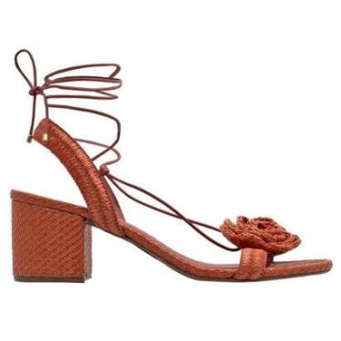 Imagem de Sandália Salto Médio Feminina Arezzo 10055 Laranja-Feminino