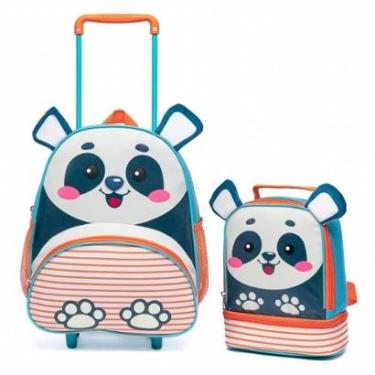 Imagem de Kit Mochila Rodinha Escolar Resistente Lancheira Térmica Creche-Unissex