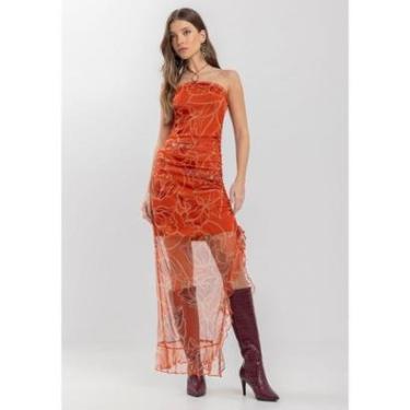 Imagem de Vestido Longo Em Tule Estampado Com Aplique Metalizado-Feminino