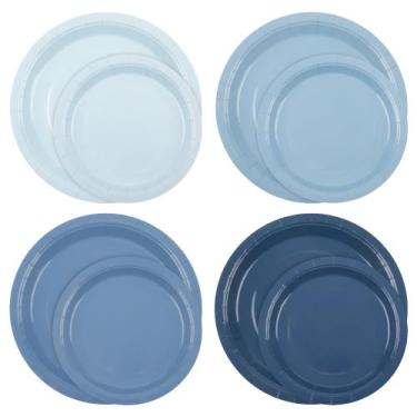 Imagem de Pratos de festa AimFun Dusty Blue Gradient Papel 18 cm 23 cm 96 unidad