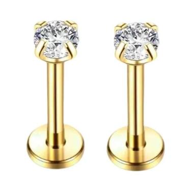 Imagem de Joias De Piercing Labret Em Aço Inoxidável 16G Com Cristal CZ, Brincos