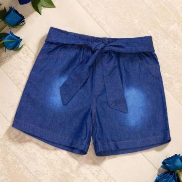 Imagem de Shorts Infantil Jeans com Faixa Amarração  Super Estiloso - Era Uma Ve