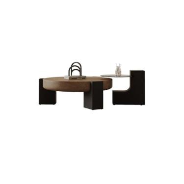 Imagem de Mesa de centro moderna de madeira de nogueira para sala de estar, design minimalista de luxo, mesa de chá moderna para espaços pequenos simples