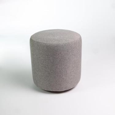 Imagem de Puff Decorativo Redondo em Tecido Linho – Design Orgânico Minimalista para Sala, Quarto e Recepção – Suporta até 120kg(Cinza)
