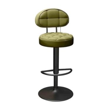 Imagem de Balcão de cozinha giratório 360 graus cadeira de bar com encosto alto bar cadeira frontal ilha mesa cadeira de jantar cadeiras de bar (verde)