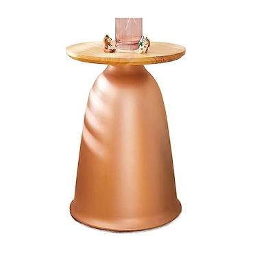 Imagem de Mesa de canto redonda moderna, mesa de destaque ideal para qualquer cômodo, mesa lateral de sofá, sala de estar, mesa lateral de cama, mesa de cabeceira para quarto, mesa de madeira e estrutura de