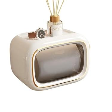 Imagem de KHUTRW3D Rack de armazenamento moderno para caixa de papel higiênico, suporte de rolo de papel higiênico montado na parede, suporte autoadesivo à prova de poeira, armazenamento de rolo de lenços para