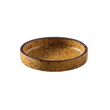 Imagem de Prato de molho de soja retrô de cerâmica redondo prato quente tempero prato de molho tigela pequenos pratos de sabor tigelas de imersão (amarelo)