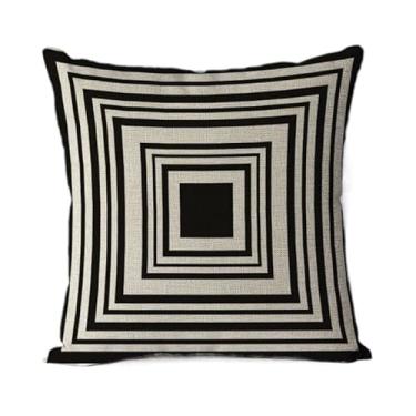 Imagem de Moderno Minimalista Vento Conjunto Geométrico Abstrato Decoração Casa Almofada Almofada Sofá Cama Azul Marinho Quadrado Branco Fronha 2 Peças de Fronha (Como mostrado 45 * 45 cm)