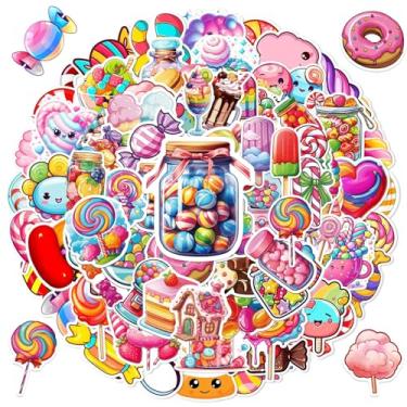 Imagem de 100 peças adesivos e adesivos de sobremesa rosa à prova d'água vinil sorvete doces pirulitos e donuts design de desenho animado super fofo para diários, garrafas de água, presentes e muito mais
