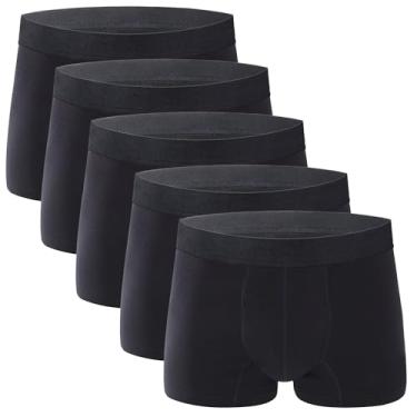 Imagem de AIRCUTE Cueca boxer lavável para incontinência urinária à prova de vazamento, à prova de vazamento, com absorção de 62 ml, pacote com 5 (M, preta)