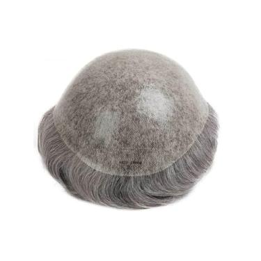 Imagem de Aplique de testa Peruca de cabelo humano 6 em homens, nós duplos, 0.1-0.12mm, pele poli pu, prótese masculino(6x8)