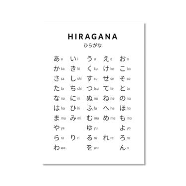 Imagem de Pôster do gráfico do alfabeto japonês Hiragana Katakana preto e branco pintura em tela educação aprender impressões escritório sala de aula decoração (SKU13,40.6x61.0 cm = (40x60cm), sem moldura)