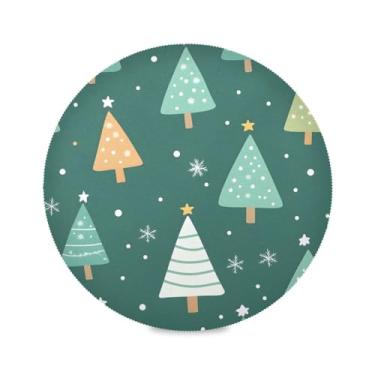 Imagem de STAYTOP Jogo americano redondo de árvore de Natal, 6 peças, tapetes de mesa antiderrapantes fáceis de limpar para decoração de mesa de festa de churrasco em casa