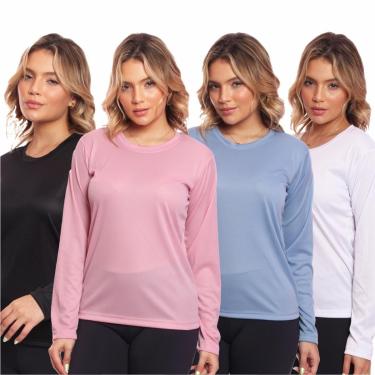 Imagem de Kit 4 Camisa Feminina Camiseta Térmica Proteção Solar Uv .-Feminino