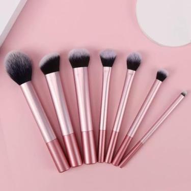 Imagem de 7 pincéis de maquiagem premium para base facial, corretivos, sombras