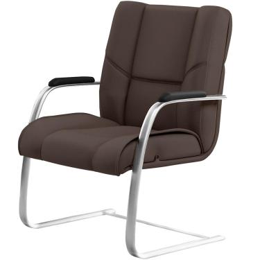 Imagem de Cadeira De Escritório Fixa Executiva New Onix F02 Tecido Sintético Marrom - Lyam Decor