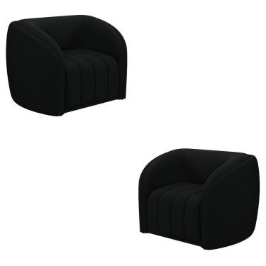 Imagem de Kit 2 Poltronas Decorativas Sala De Estar Adam Veludo Preto G45 - Gran Belo