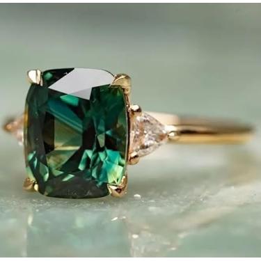 Imagem de Anéis de noivado de zircônia cúbica vermelha quadrada banhada a ouro para mulheres, alianças de casamento, presente de festa, 10, Liga de aço, Zircônia cúbica