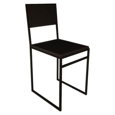 Imagem de Cadeira De Jantar Industrial Assento Estofado Preto