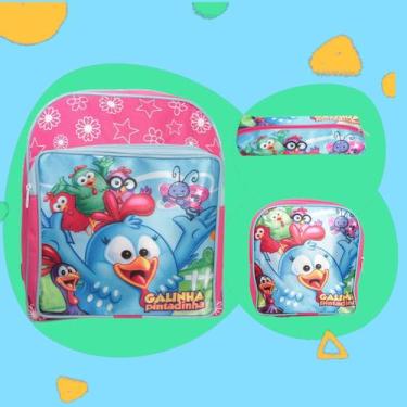 Imagem de Kit Mochila Infantil Feminina Costas Lancheira Estojo Tam P - Plike