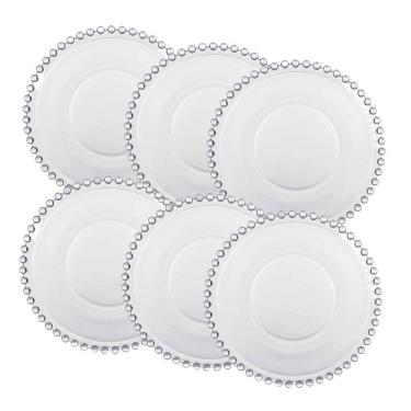 Imagem de Jogo 6 Pratos Sobremesa Cristal Pearl Clear Wolff 19cm