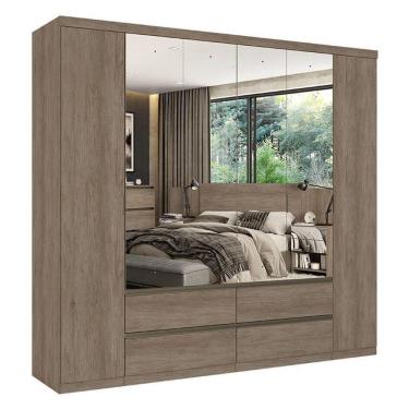 Imagem de Guarda Roupa Casal Nobre 6 Portas Full Glass Rustic Acetinado - Thb