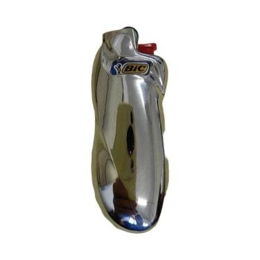 Imagem de Capa De Metal Cromado Em Liga De Zinco Brilhante Para Isqueiro Bic Peq