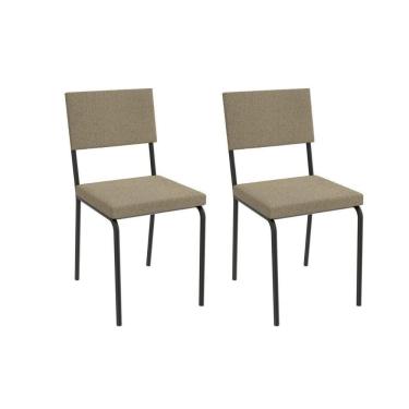 Imagem de Cadeira De Cozinha Zaria 2c128 Aço Kit 2 Uni Preto Bouclê Bege