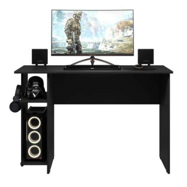 Imagem de Escrivaninha 2 Nichos Mesa Gamer 75 x 114 x 54cm em MDP QMovi -, Preto