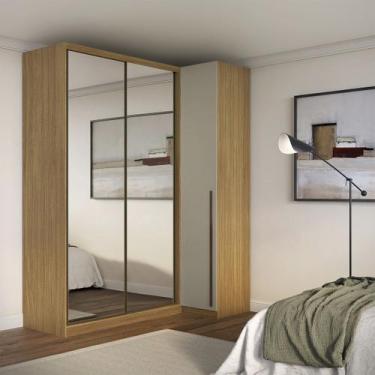 Imagem de Guarda Roupa de Canto Porta de Correr 3 Portas 2 Espelhos MDF Altezza 