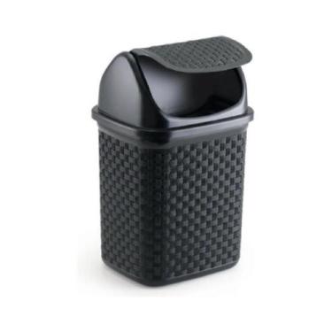 Imagem de Lixeira De Pia Tampa Basculante Rattan Plastico Preto 4,5l - Nitron