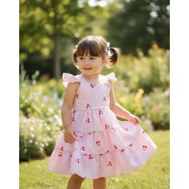 Imagem de Vestido Infantil Cerejinhas Do Verão Luxo Premium camille - Mundo Kids