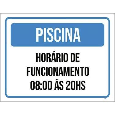 Imagem de Placa Sinalização - Piscina Horário Funcionamento 36X46 - Sinalizo