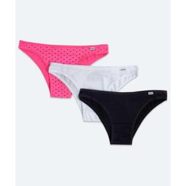 Imagem de Kit 3 Calcinhas Tanga Estampa Poá DelRio-26027, Rosa, Preto, M