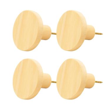 Imagem de Kit 4 Ganchos de Madeira Pinus Cabideiro de Parede Redondo