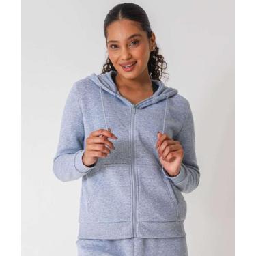 Imagem de Casaco Feminino Fitness Moletom Mescla Marisa Cinza-49969, Cinza mescl