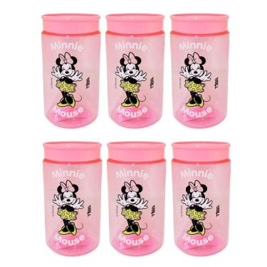 Imagem de Kit 6 Potes Organizador Multiuso Rosa 350ml Minnie Mouse Disney 12cm - Tiba