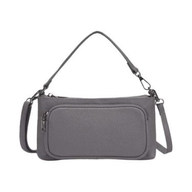 Imagem de Bolsa De Ombro Feminina De Couro Legítimo, Bolsa De Ombro Com Vários B