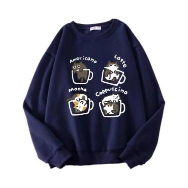 Imagem de Hoodie Estilo Americano Com Estampa De Gato Para Homens E Mulheres, Su