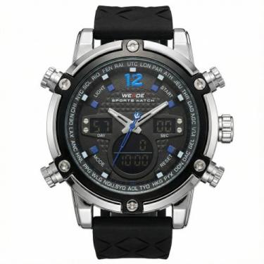 Imagem de Relógio Masculino Weide AnaDigi WH-5205 Prata e Preto e Azul