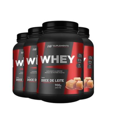 Imagem de 4x whey protein de doce de leite 900g hf suplements