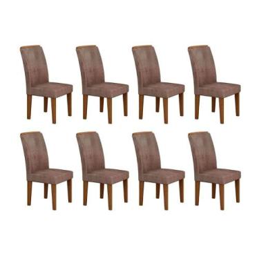 Imagem de Kit 8 Cadeiras Sala Jantar Lunara 8 Un Imbuia/Suede Capuccino - Rufato