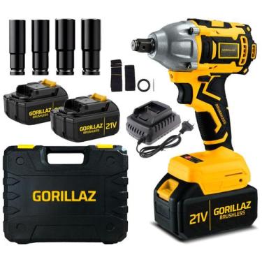 Imagem de Chave De Impacto 1/2 2 Bateria Lítio 21v Brushless Maleta Soquetes Imp